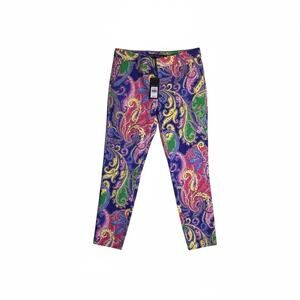 Ralph Lauren Women Sporty Vibrant Paisley Print golf Pants 6 NWT Stretch Comfort